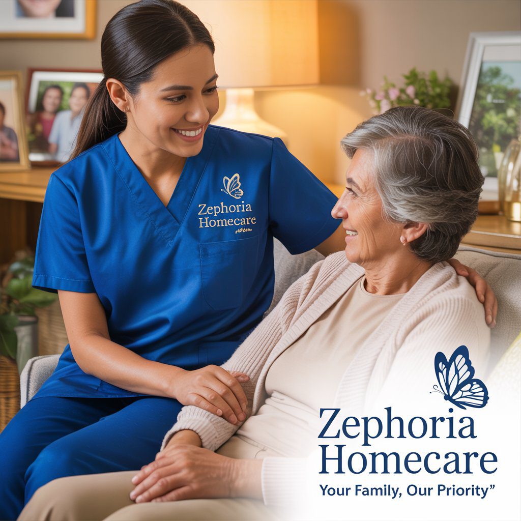Zephoria HomeCare caregiver with client